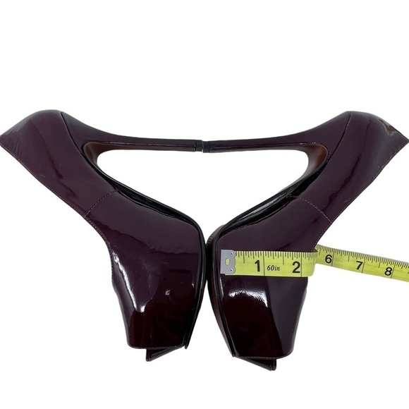 Enzo Angiolini Eatanen Patent Leather Peep Toe Platform Heels Burgundy Size 5.5 - Picture 10 of 13